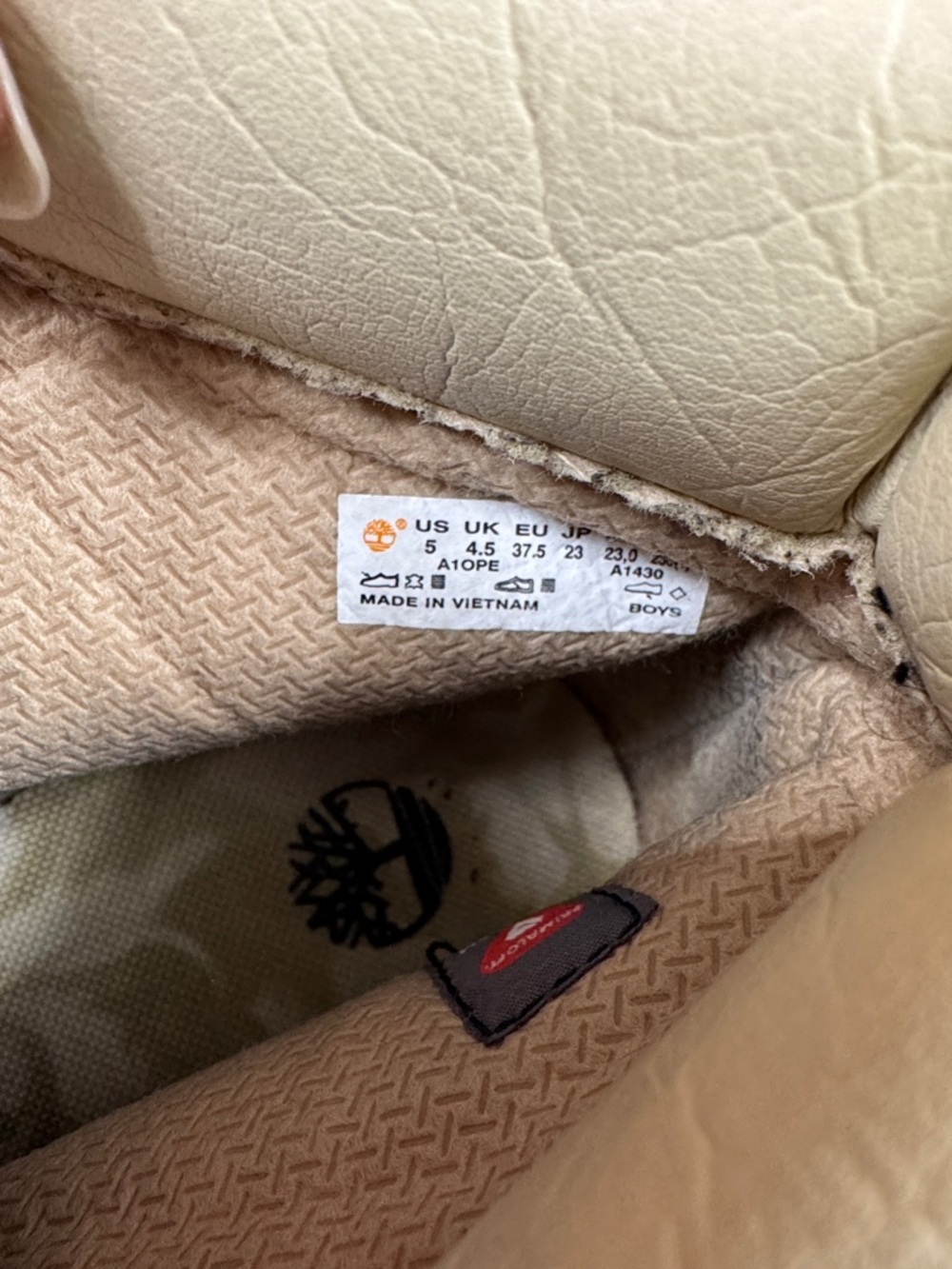 Timberland Cream Nubuck leather Hiking Boots boys 5 Womens 7 - Picture 8 of 15